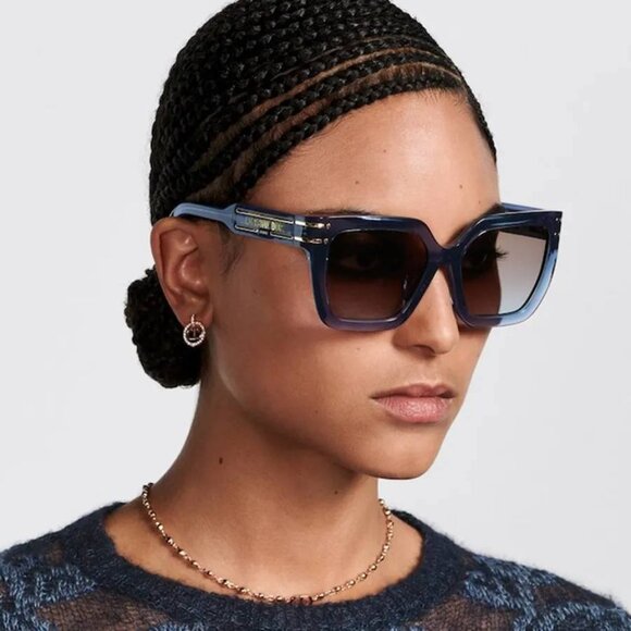 Dior DIORSIGNATURE S10F 30F2 Sunglasses Blue Square Frame, Bordeaux Lenses main image 12